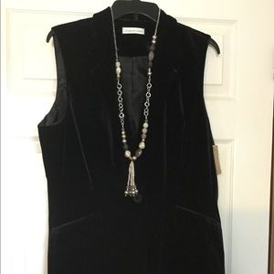 NWT-Coldwater Creek Black Velvet Boyfriend Vest XL